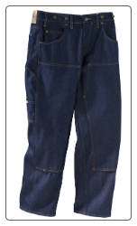 Plus Sized Rinsed BLACK DOUBLE KNEE RIGID work jean w/o suspender buttons